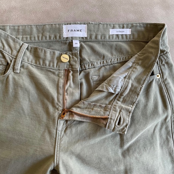 Frame Jeans Women’s 26 Le Garcon Ankle in 'Washed Military' Green - Picture 8 of 13